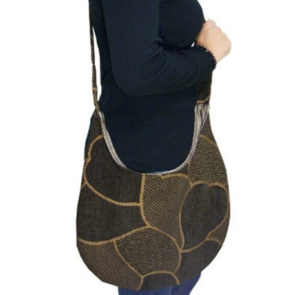 Melenart Crossbody Bag Womens Brown Handmade Upholstery Cotton Blend Casual - Picture 3 of 3